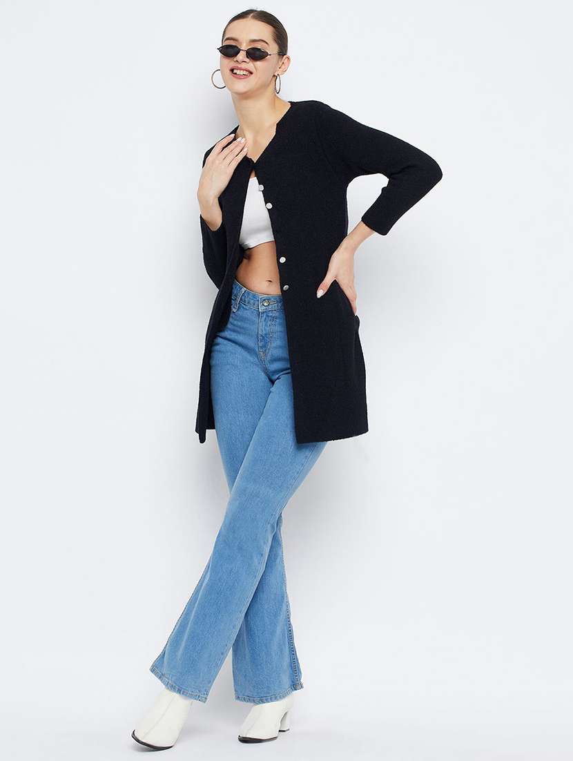 women solid long sleeve cardigan - 22229488 -  Standard Image - 3