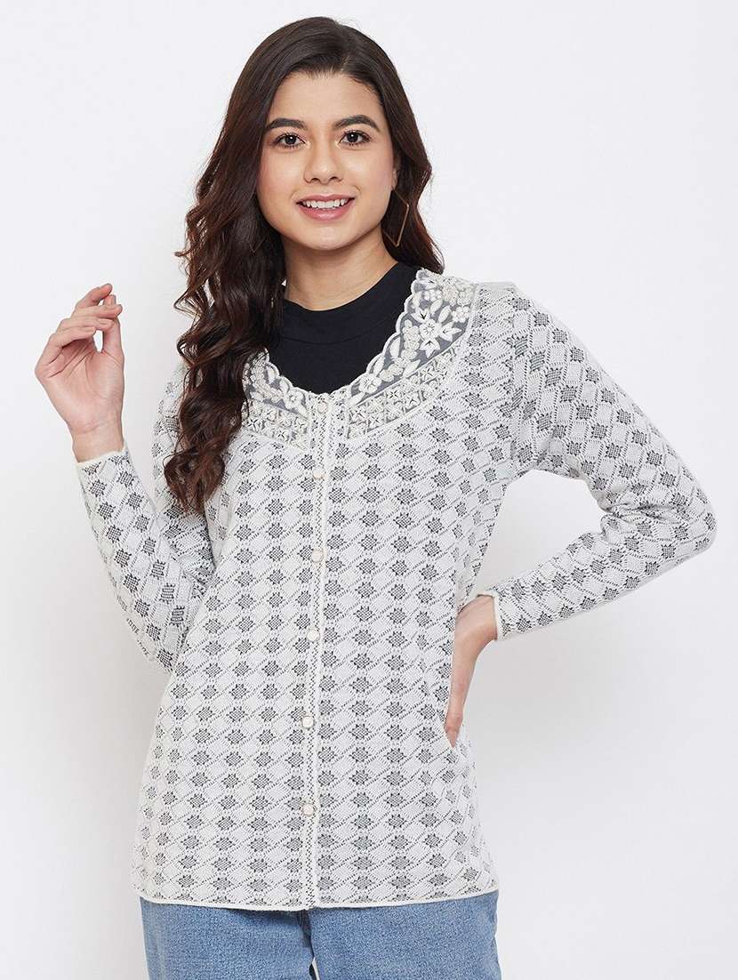 women self designed long sleeve cardigan