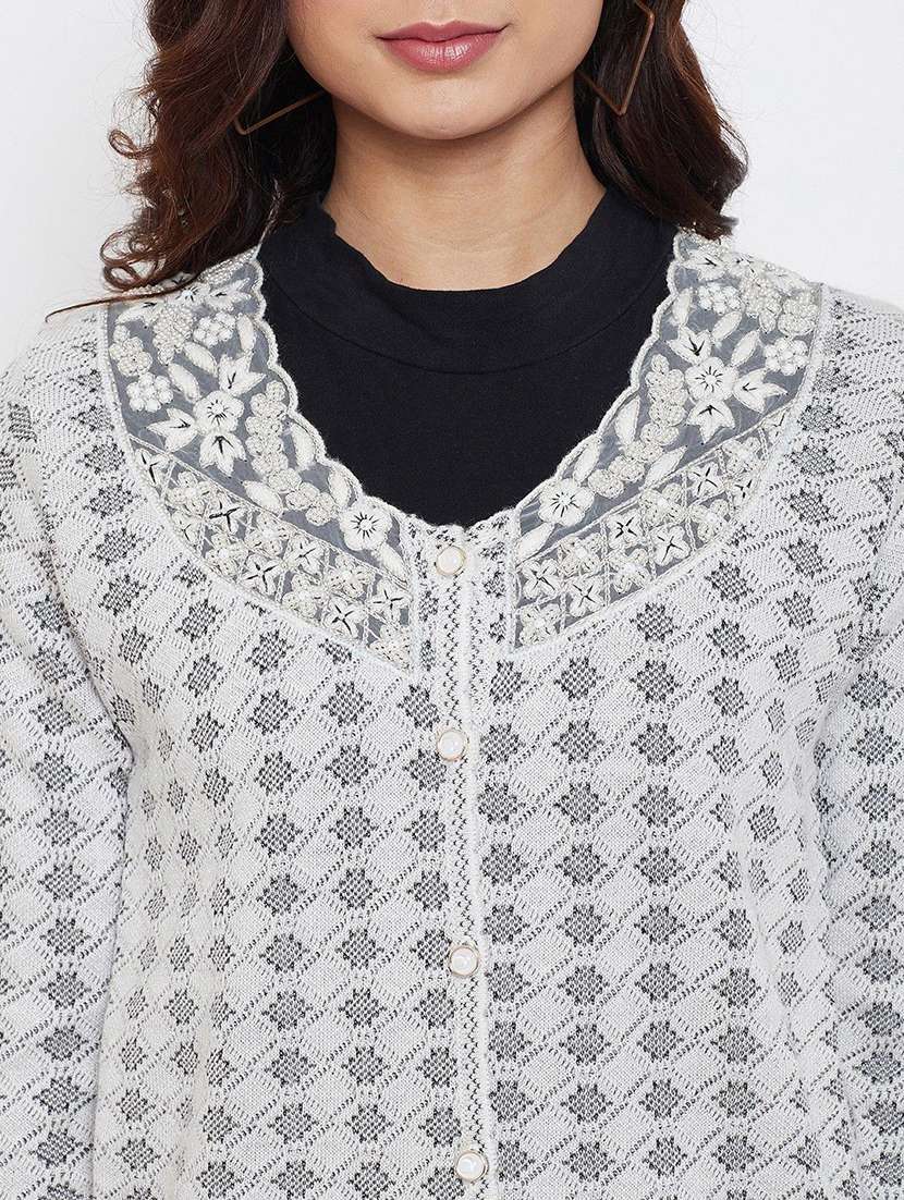 women self designed long sleeve cardigan - 22229523 -  Standard Image - 3