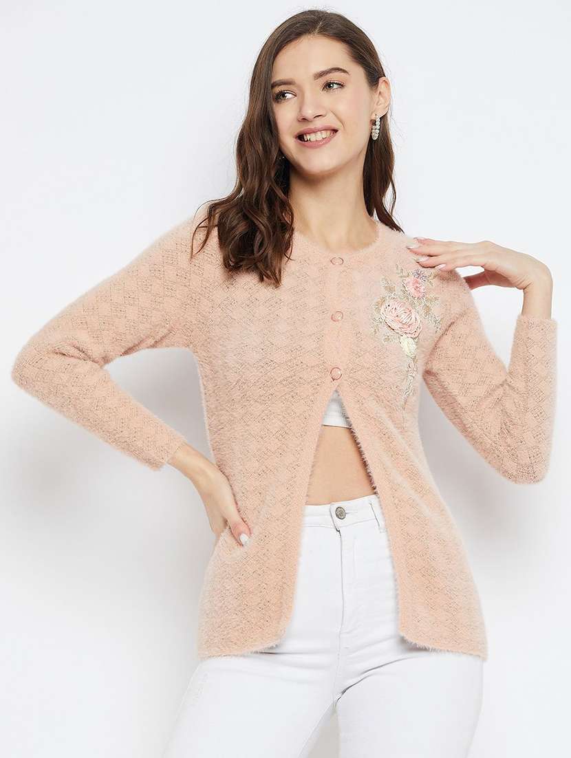 women self designed long sleeve cardigan