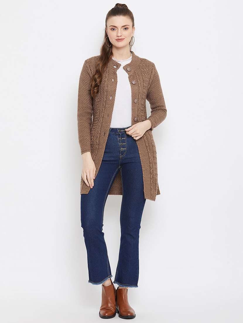 women self designed long sleeve cardigan - 22229598 -  Standard Image - 3