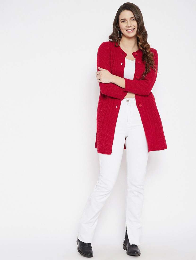 women self designed ong sleeve cardigan - 22229639 -  Standard Image - 3