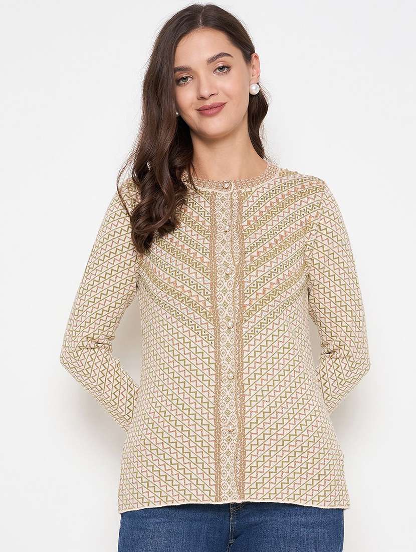 women self designed long sleeve cardigan