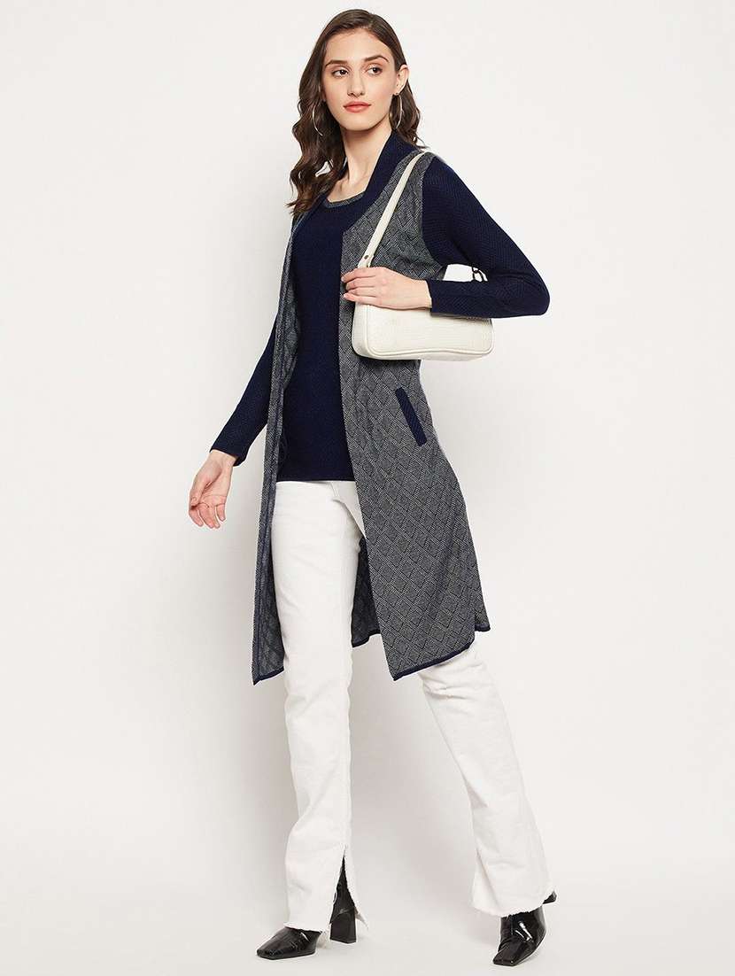 women self designed long sleeve cardigan - 22229717 -  Standard Image - 3