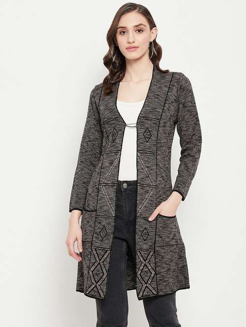 women self designed long sleeve cardigan - 22229718 -  Standard Image - 0