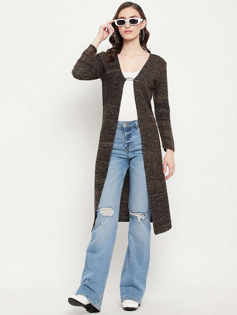 women self designed long sleeve cardigan - 22229720 -  Standard Image - 3