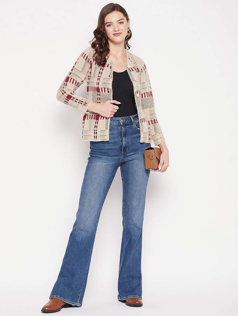 women self designed long sleeve cardigan - 22229759 -  Standard Image - 3