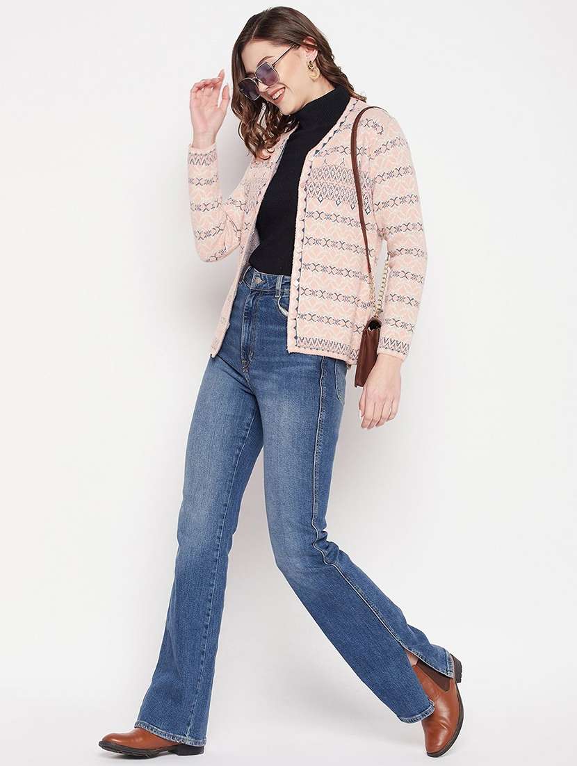 women self design long sleeve cardigan - 22229773 -  Standard Image - 3