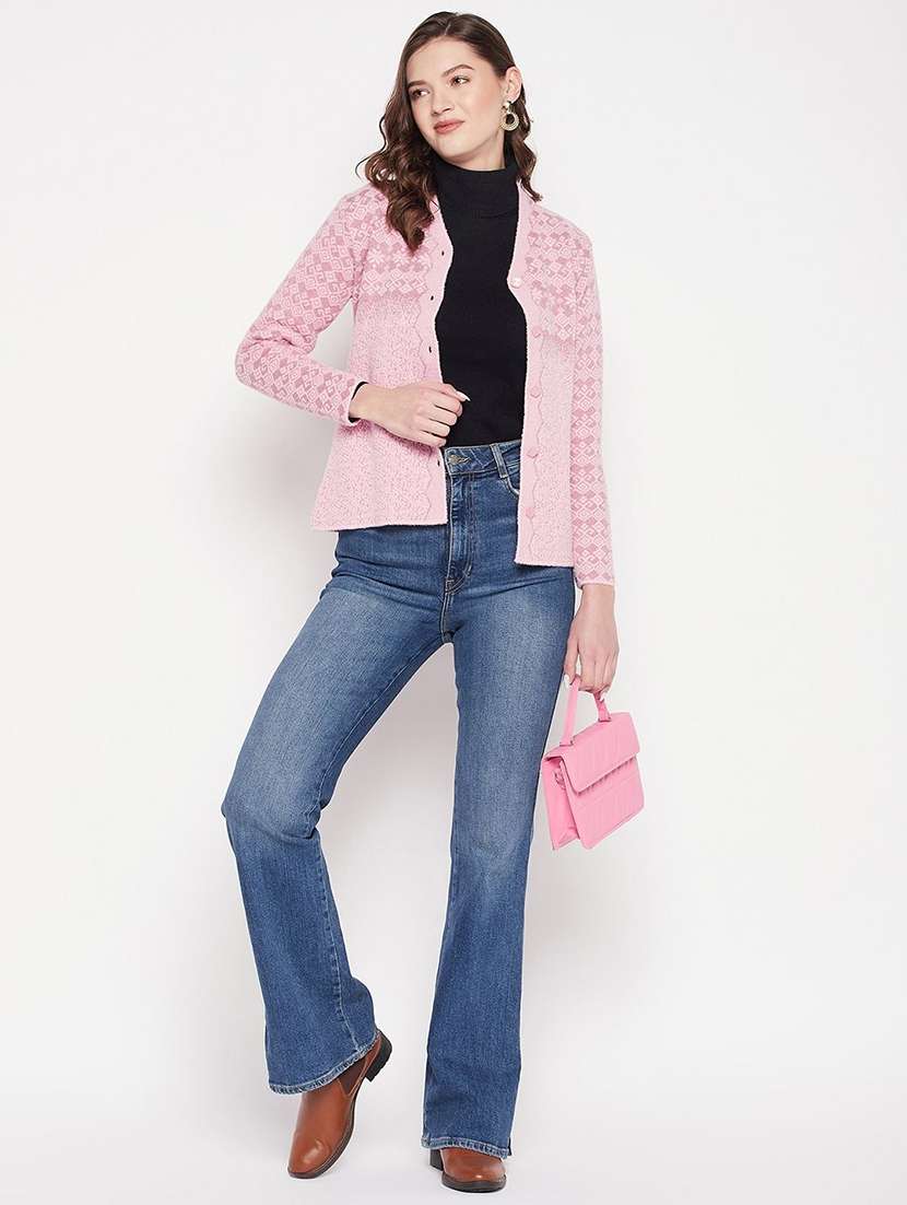 women self design long sleeve cardigan - 22229777 -  Standard Image - 3