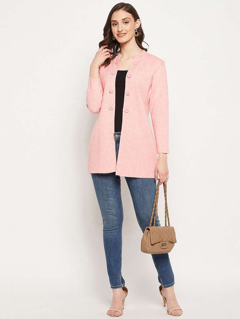 women solid long sleeve longline cardigan - 22229778 -  Standard Image - 3