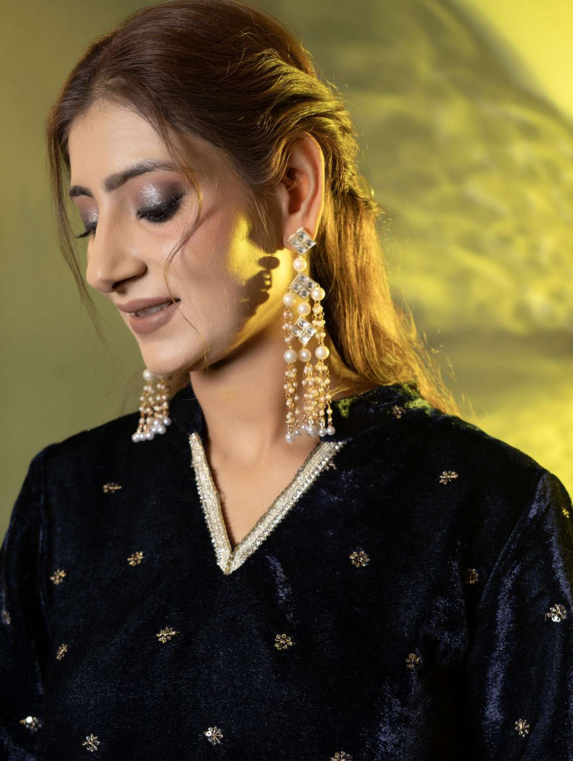 women solid with work long sleeve kurta palazzo set  - 22229794 -  Standard Image - 5