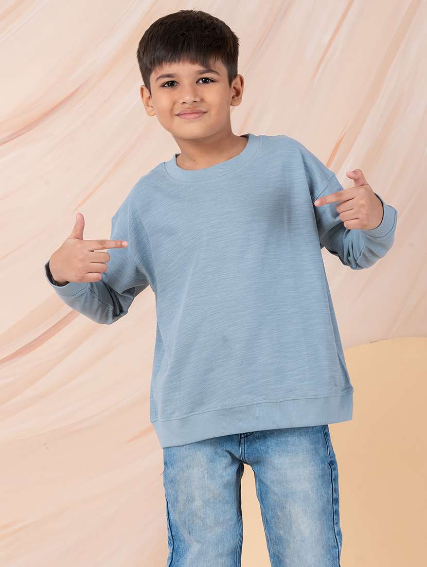 boys solid long sleeve sweatshirt