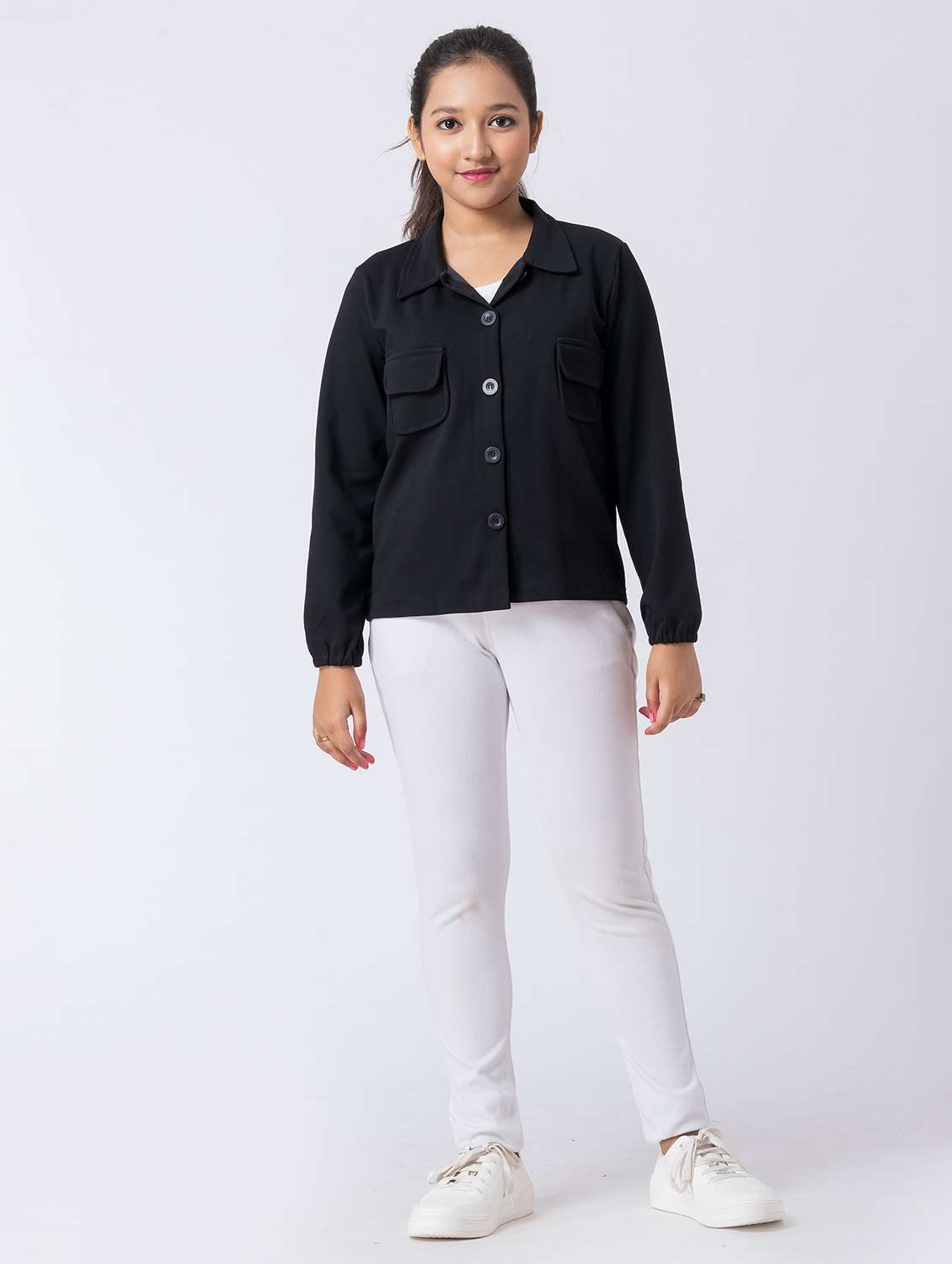 girls solid long sleeve regular jacket
