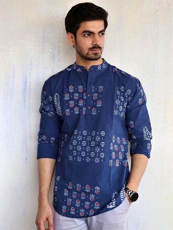 men printed long sleeve regular fit casual shirt