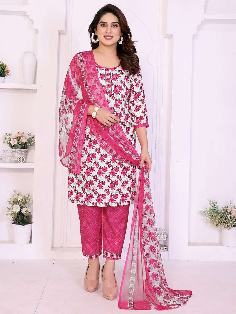 women floral printed unstitched suit set