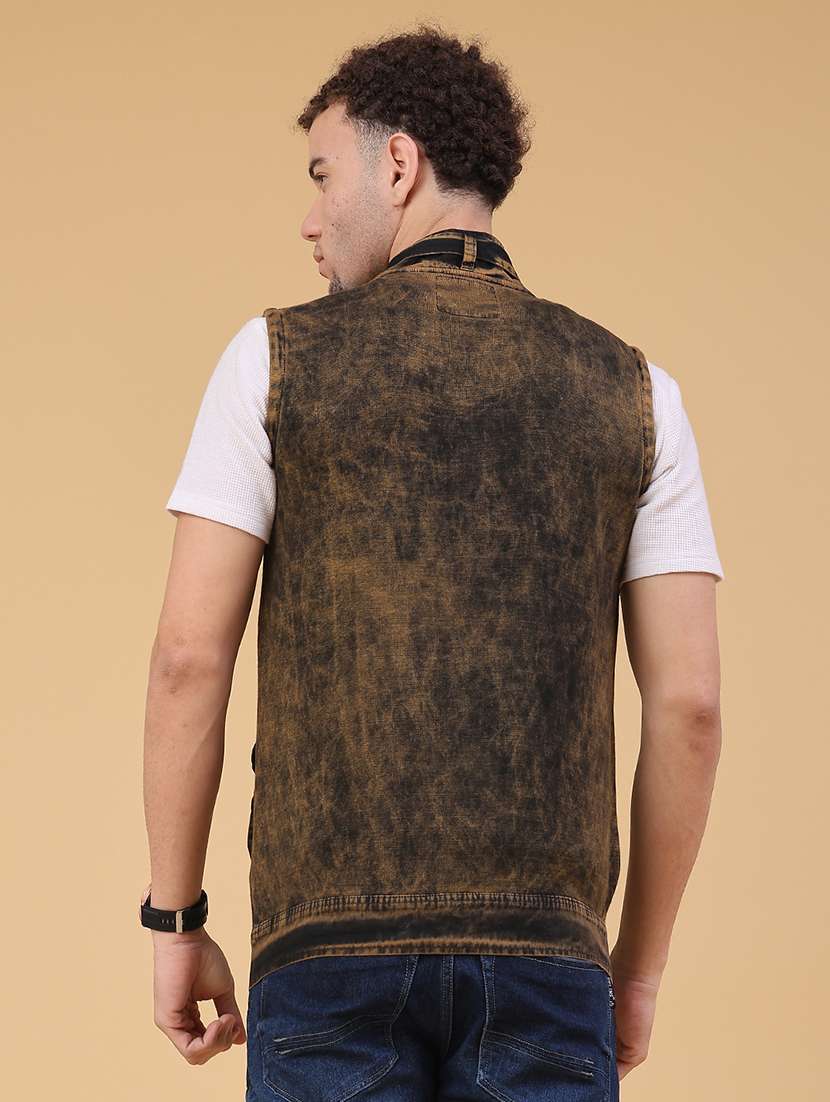 men tie & dye sleeveless regular fit casual jacket - 22230006 -  Standard Image - 3