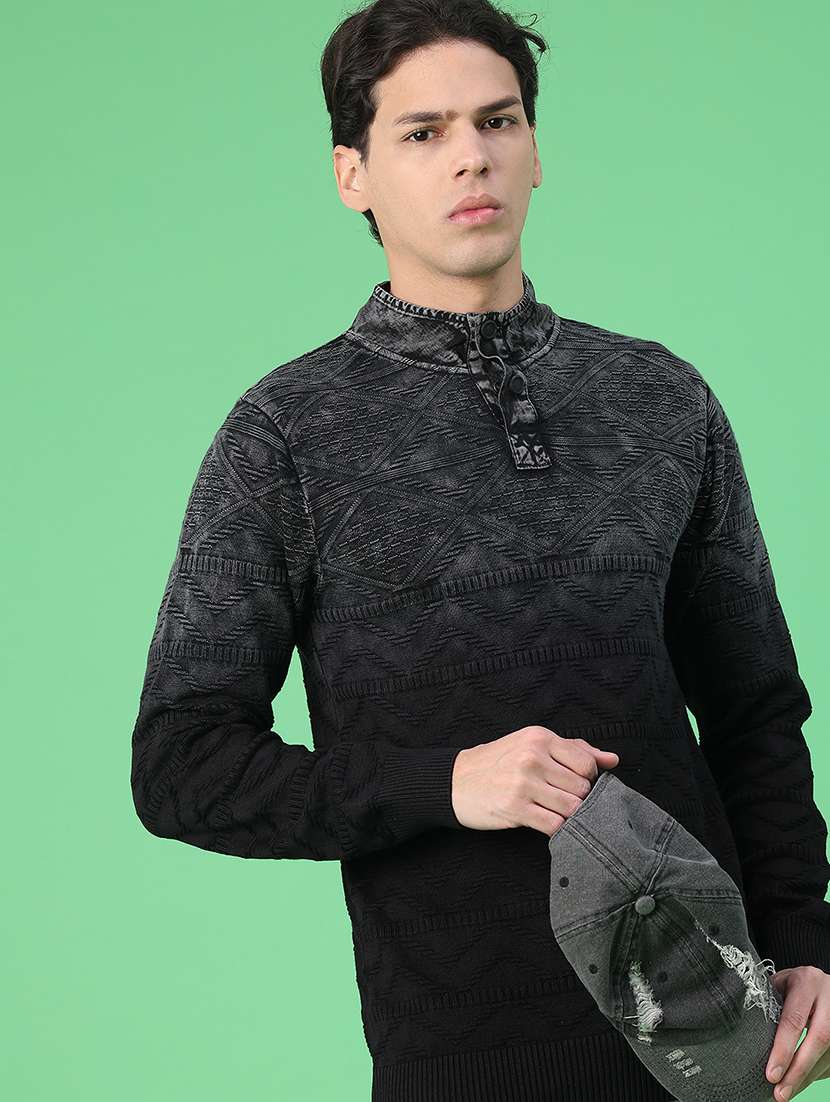 men tie & dye long sleeve regular fit pullover 