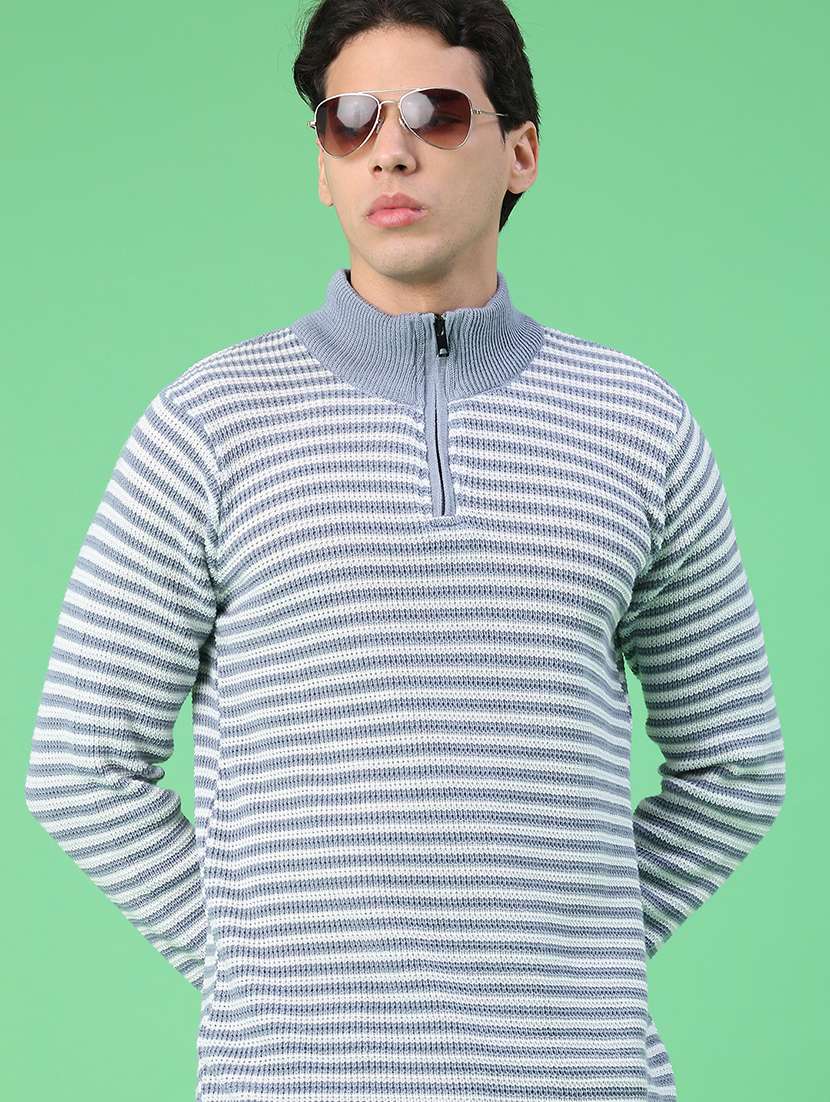men striped long sleeve regular fit pullover 