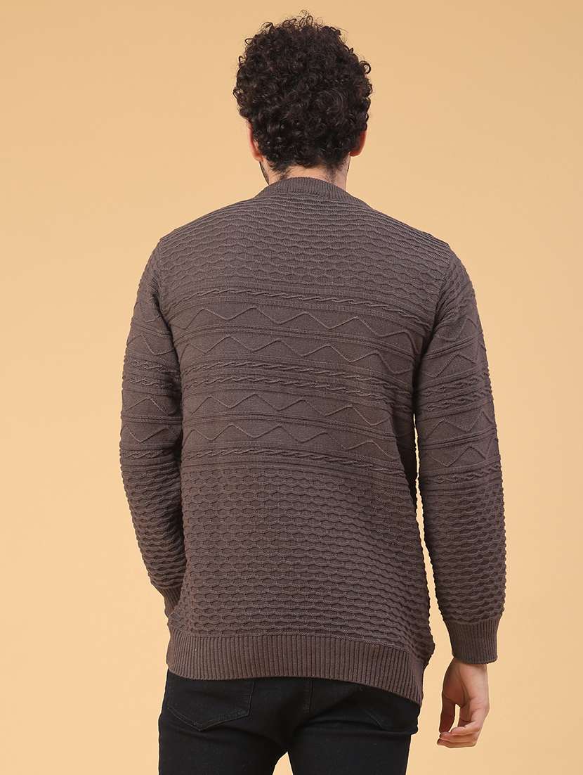 men self design long sleeve regular fit pullover  - 22230031 -  Standard Image - 3