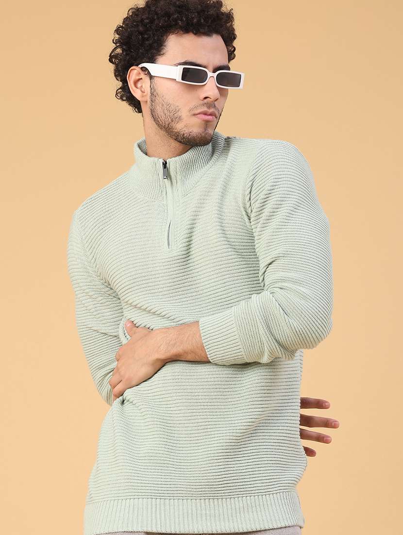 men self design long sleeve regular fit pullover 