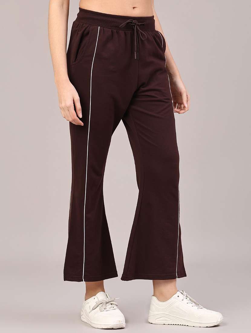 women solid mid rise regular fit track pant