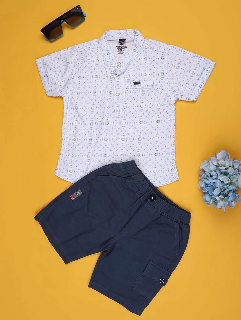 boys printed shirt & shorts co-ords set