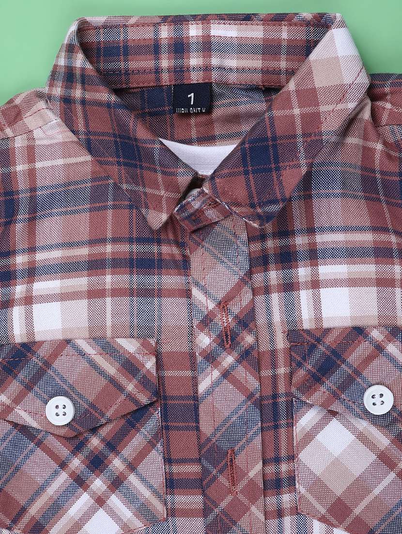 boys checkered shirt and shorts co-ord set - 22230226 -  Standard Image - 3
