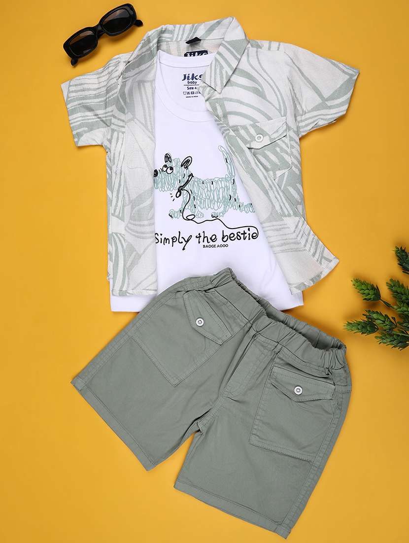 boys printed shirt and shorts co-ord set