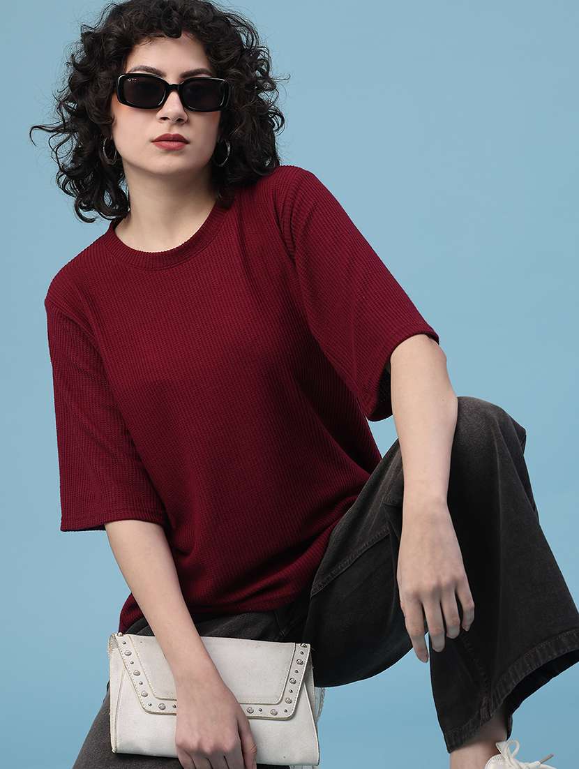 women solid short sleeve oversized t-shirt