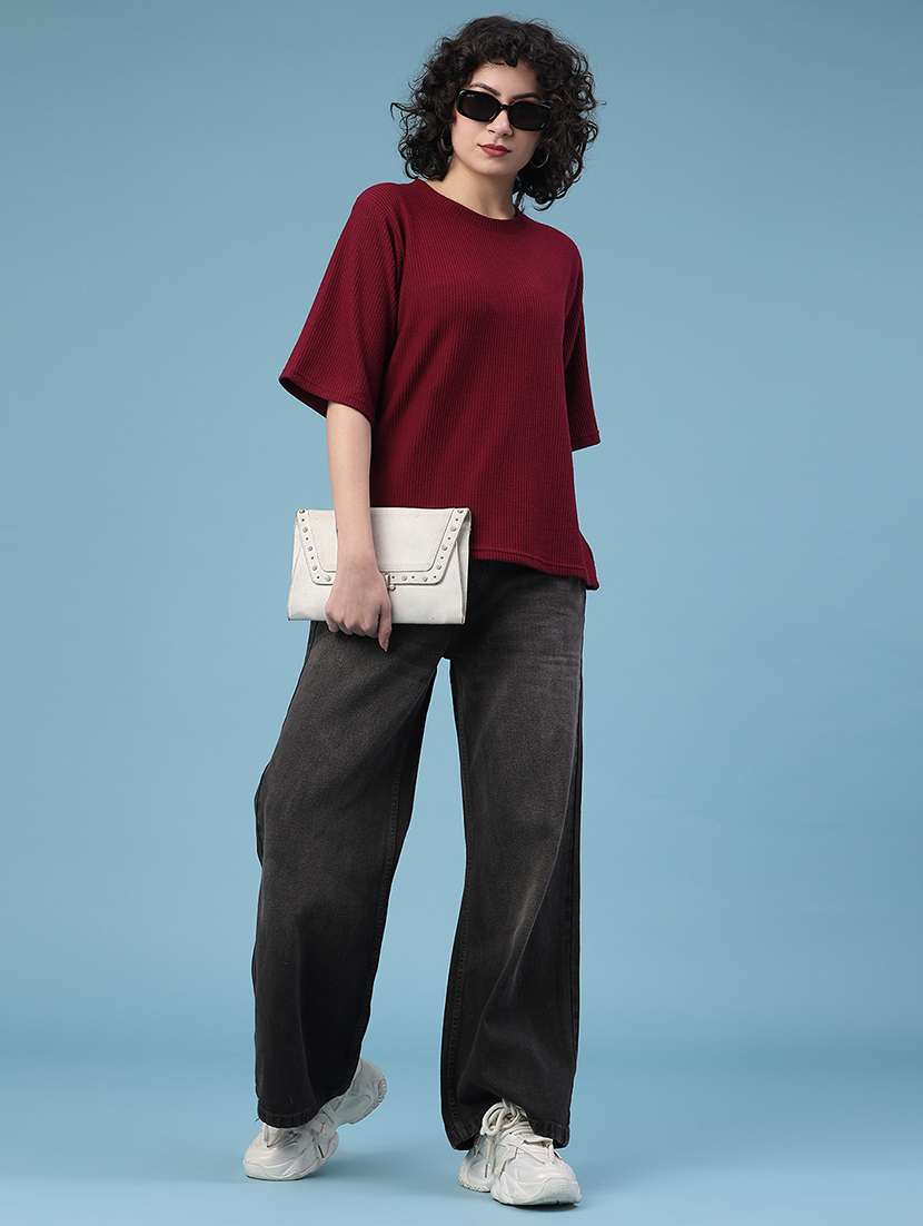 women solid short sleeve oversized t-shirt - 22230282 -  Standard Image - 5