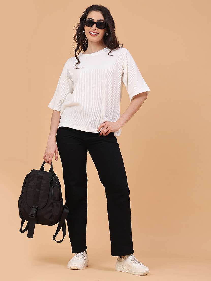 women solid short sleeve oversized t-shirt - 22230283 -  Standard Image - 5