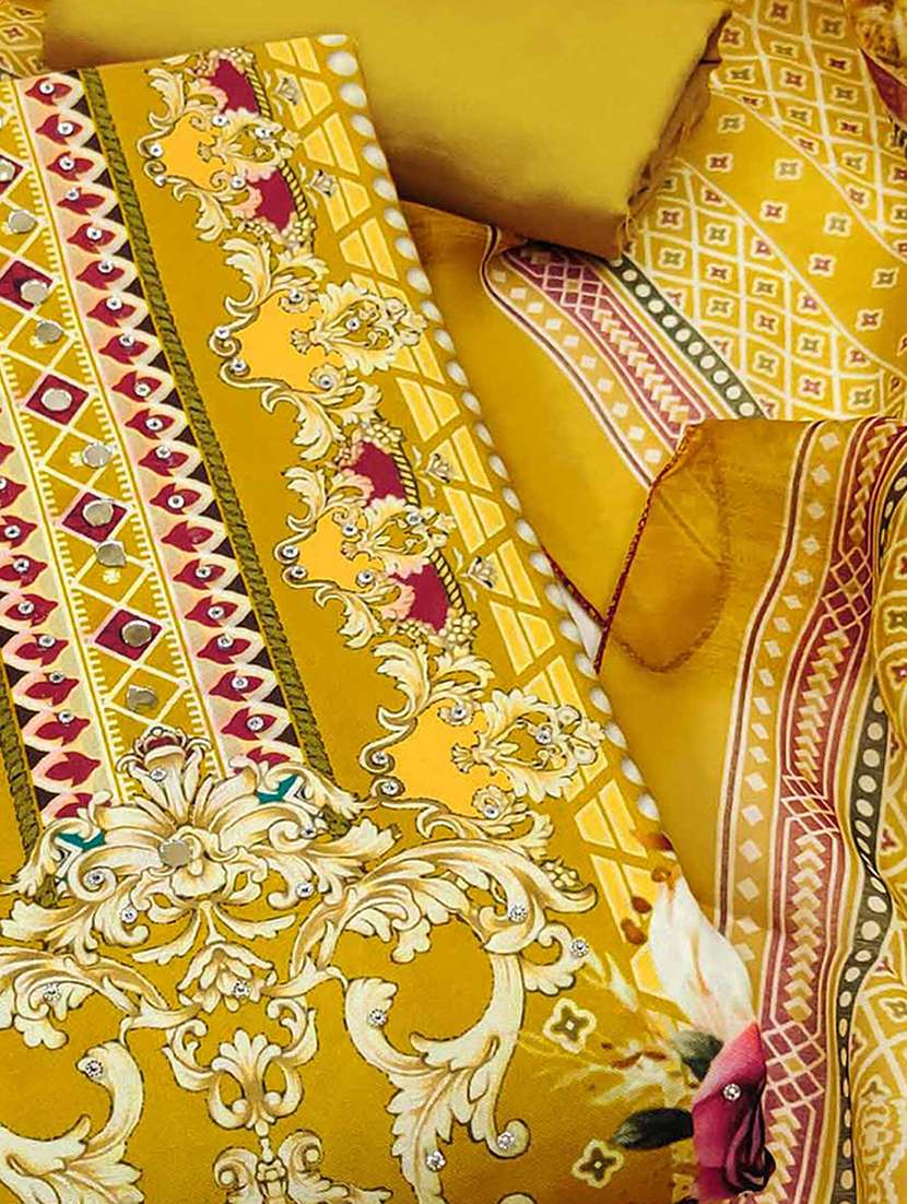 women printed embellished unstitched suit set - 22230572 -  Standard Image - 3