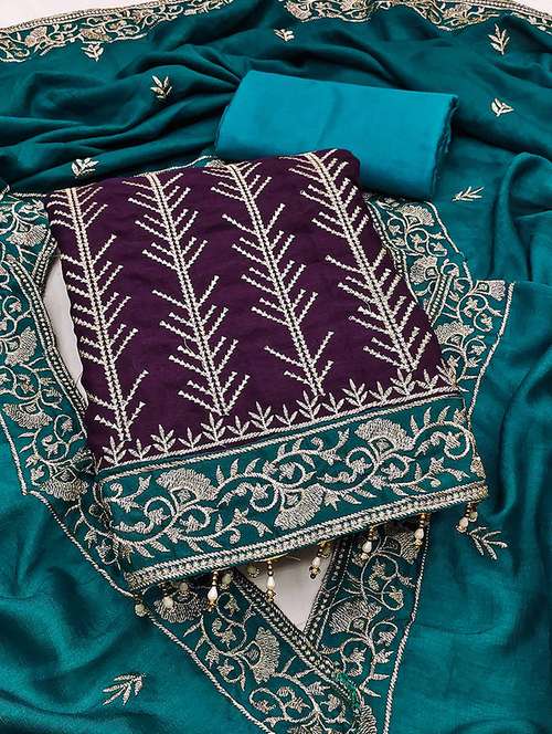 women solid with work unstitched suit set - 22230594 -  Standard Image - 0