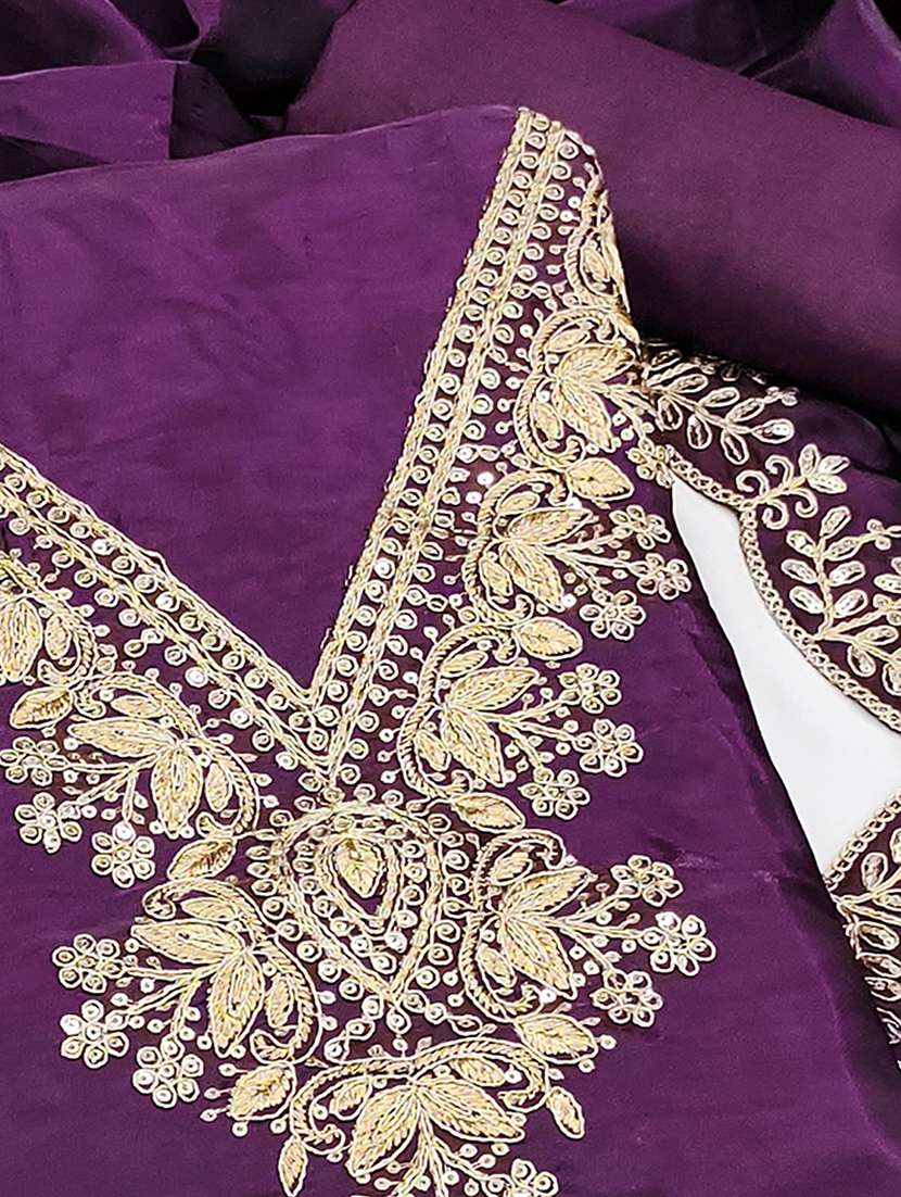 women solid with work unstitched suit set - 22230597 -  Standard Image - 3