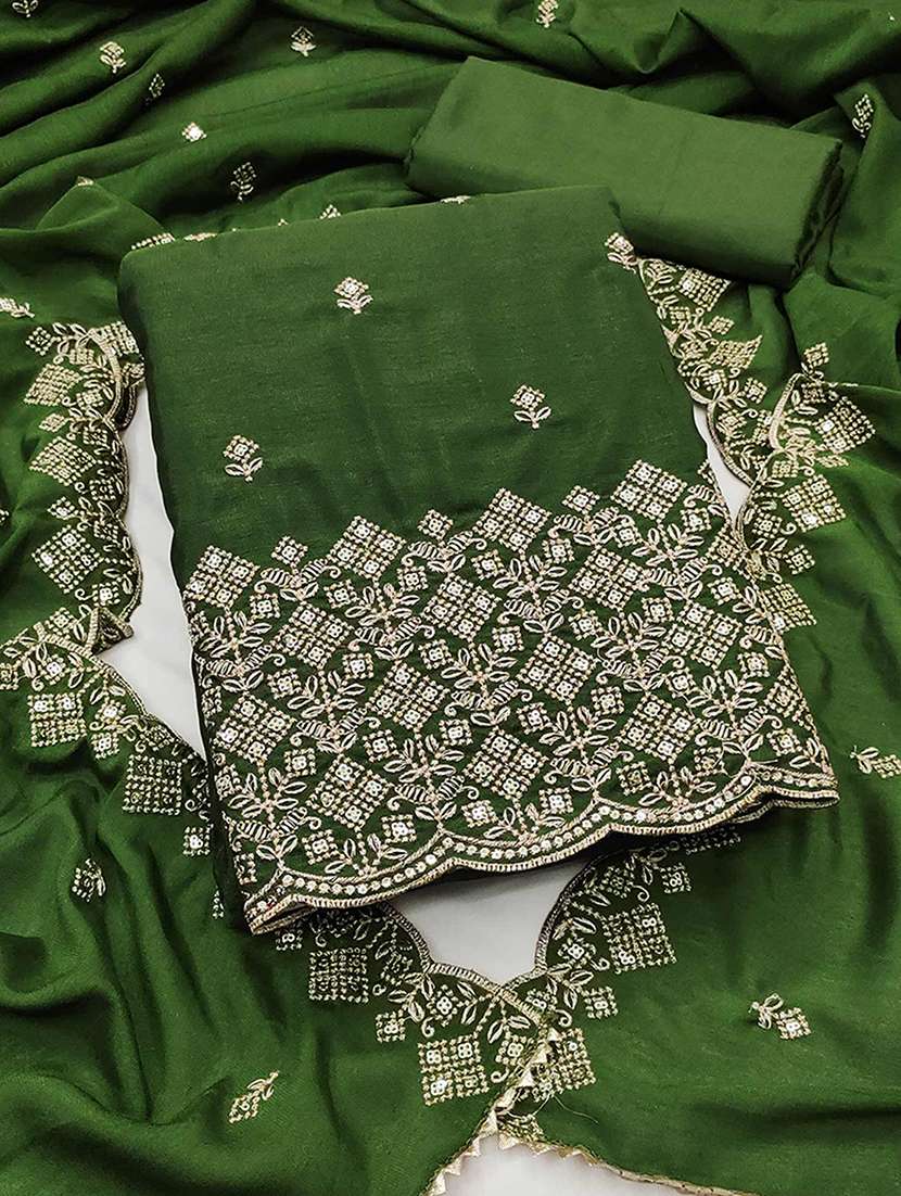 women solid with work unstitched suit set - 22230599 -  Zoom Image - 0