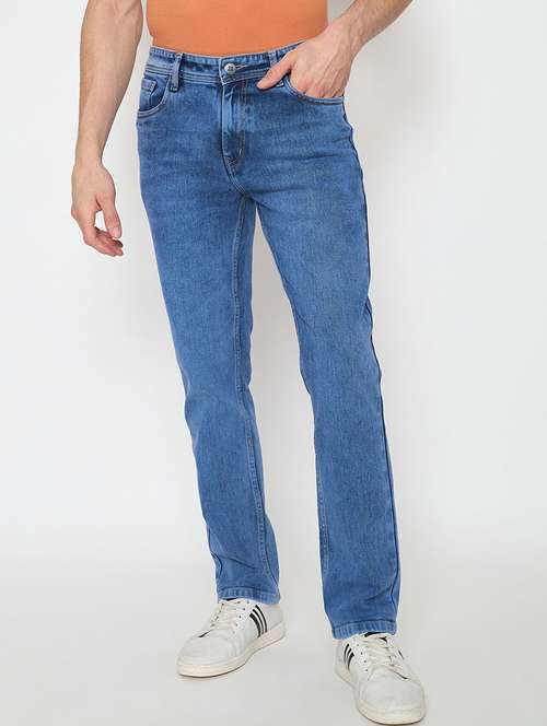 men washed mid rise straight fit jeans - 22230647 -  Standard Image - 0