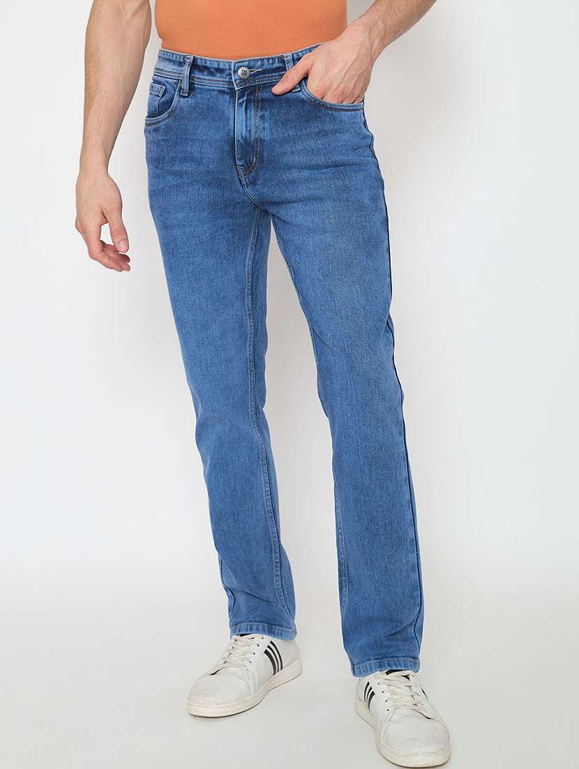 men washed mid rise straight fit jeans - 22230647 -  Zoom Image - 0