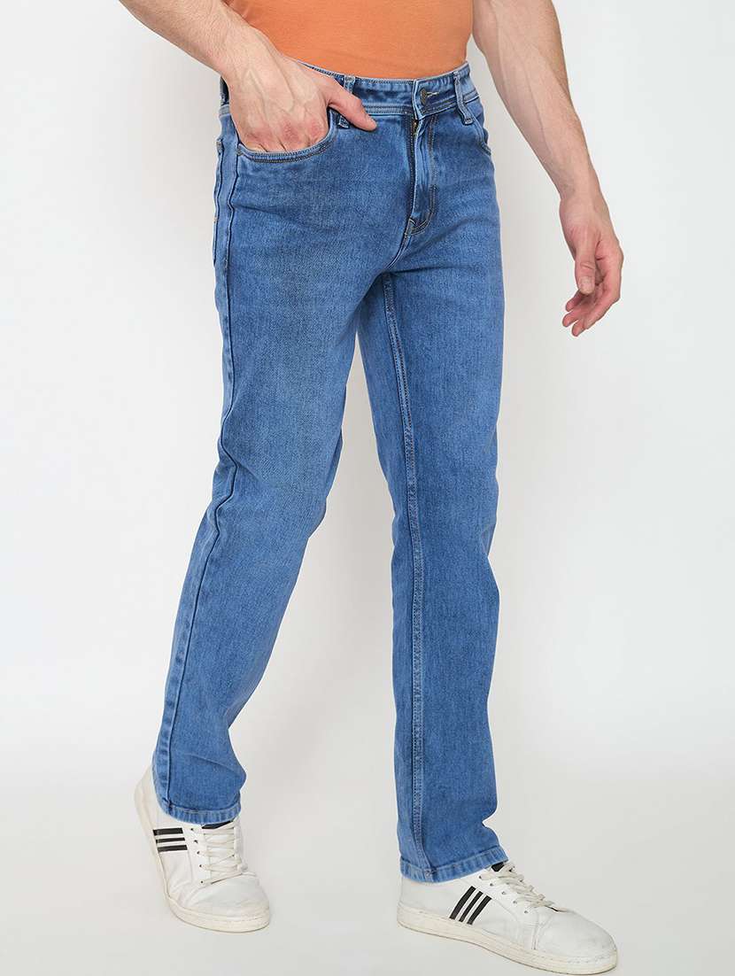 men washed mid rise straight fit jeans - 22230647 -  Standard Image - 3