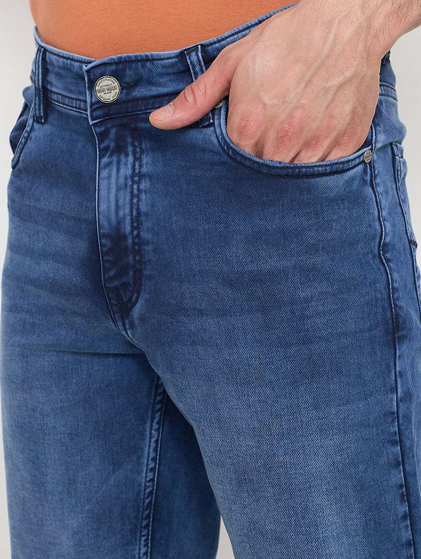 men washed mid rise straight fit jeans - 22230650 -  Standard Image - 5