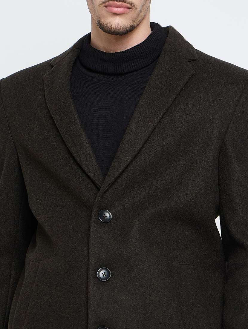 men solid lapel collar regular coat - 22230654 -  Standard Image - 3
