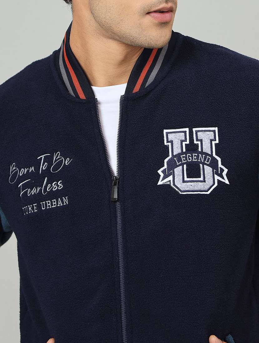 men color block henley neck varsity jacket - 22230721 -  Standard Image - 3
