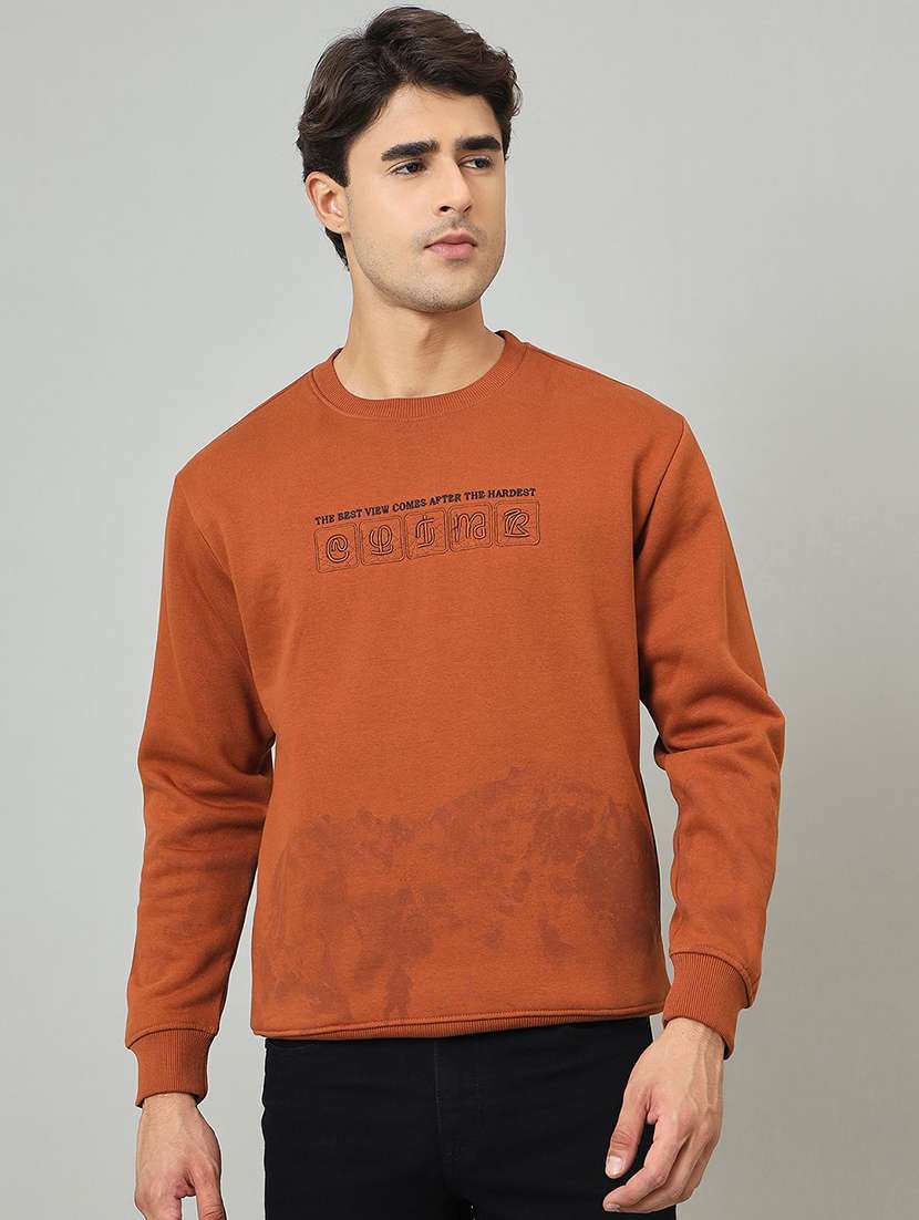 men printed long sleeve regular fit sweatshirt