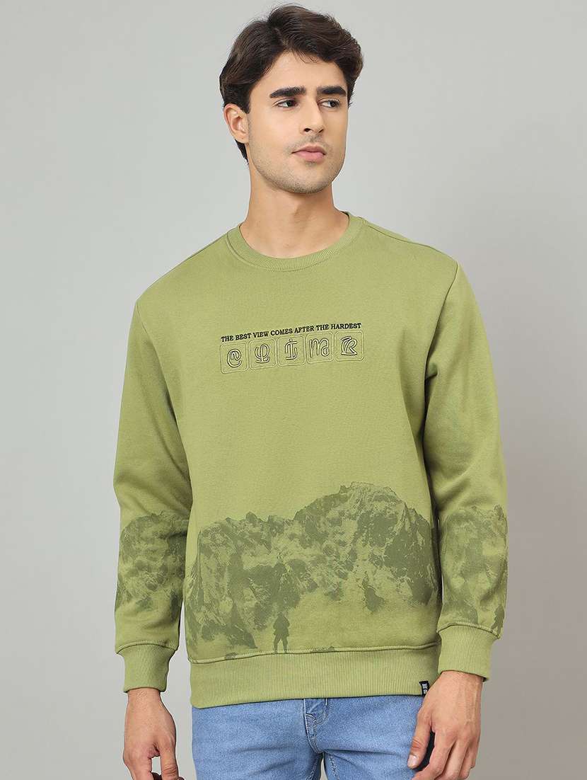 men printed long sleeve regular fit sweatshirt