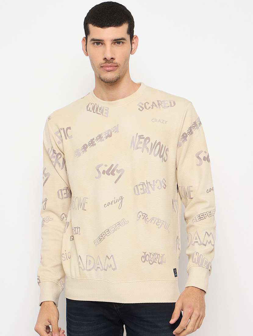 men typographic long sleeve regular fit sweatshirt