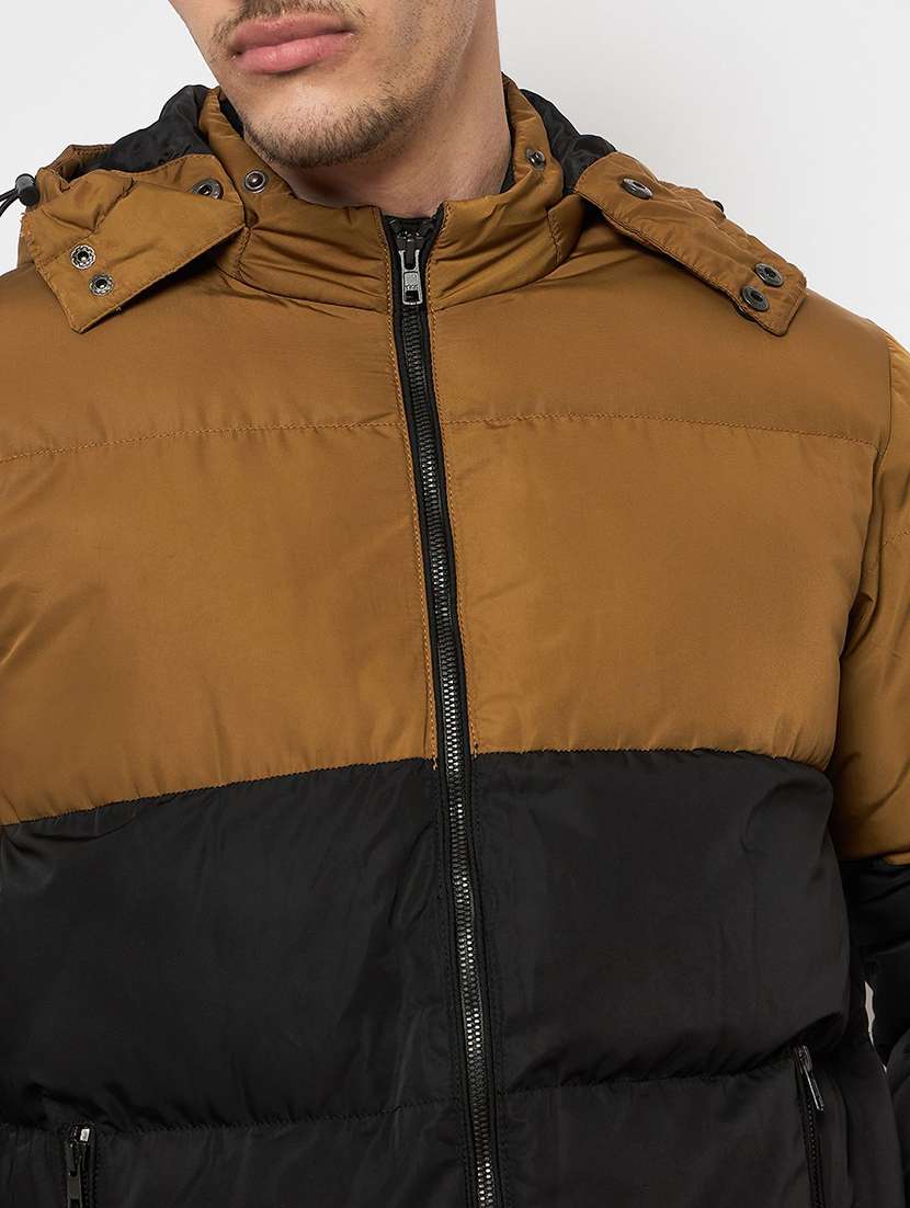 men color block long sleeve puffer jacket - 22230770 -  Standard Image - 3