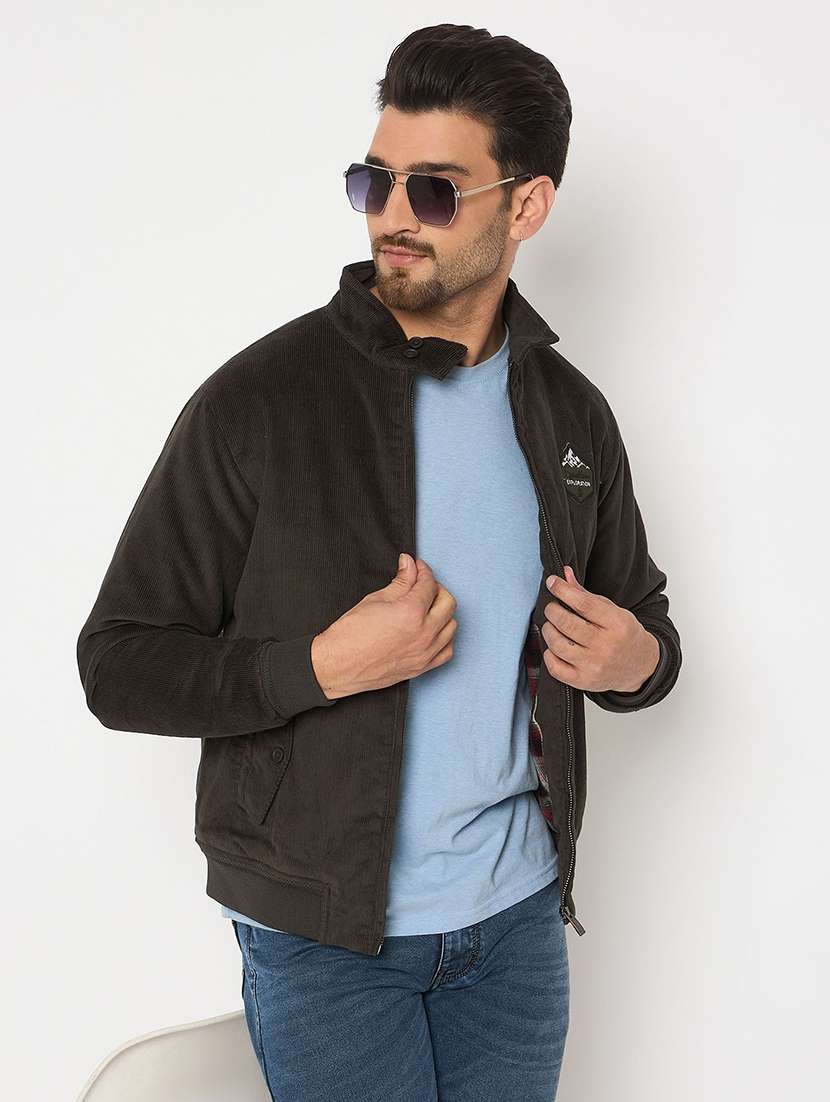 men solid long sleeve regualr fit casual jacket
