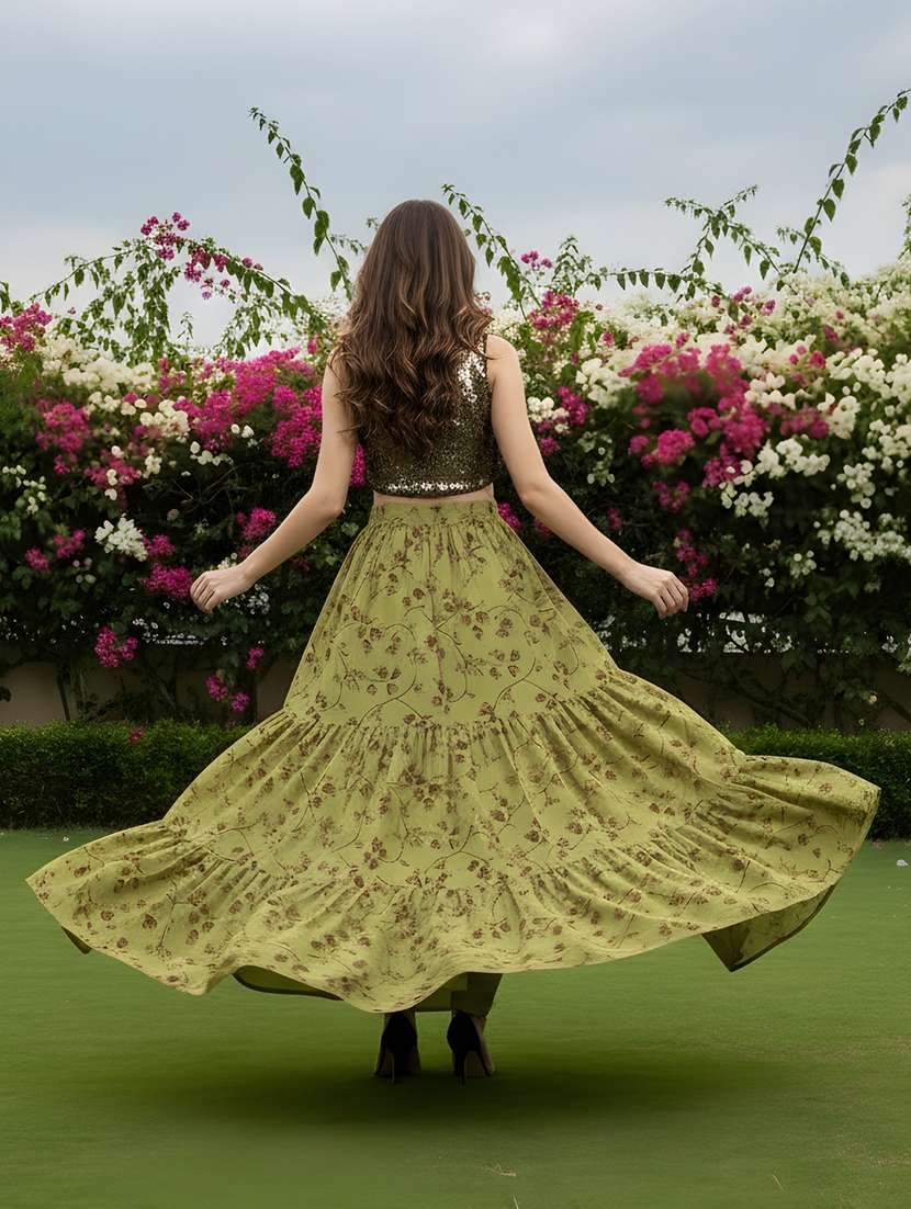 women printed mid rise tiered maxi skirt - 22230801 -  Standard Image - 5