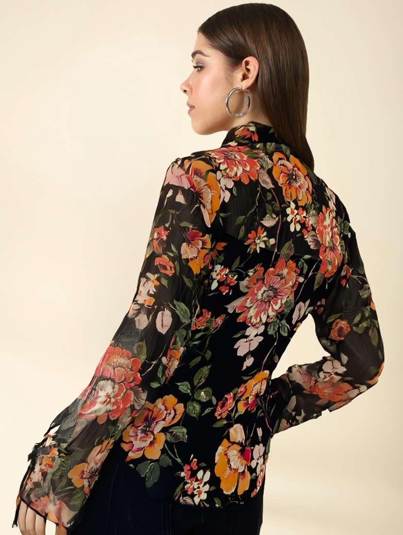 women floral print long sleeve regular shrug - 22230804 -  Standard Image - 3