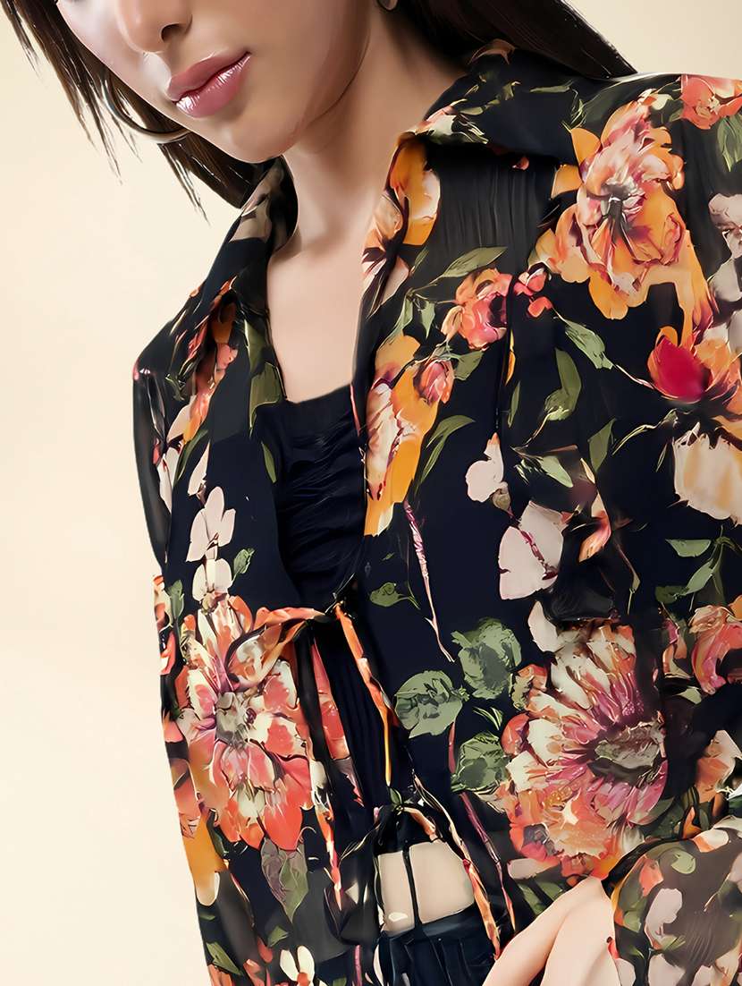 women floral print long sleeve regular shrug - 22230804 -  Standard Image - 5