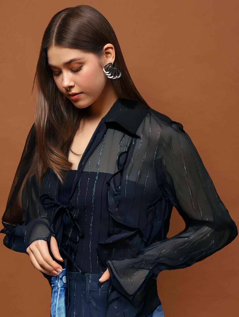 women solid long sleeve regular shrug